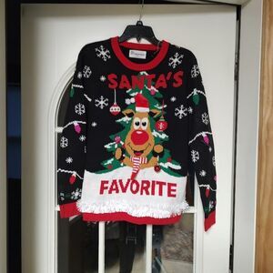 New No Boundaries Rudolph Santa's Favorite Christmas Sweater Size Junior M 8/10